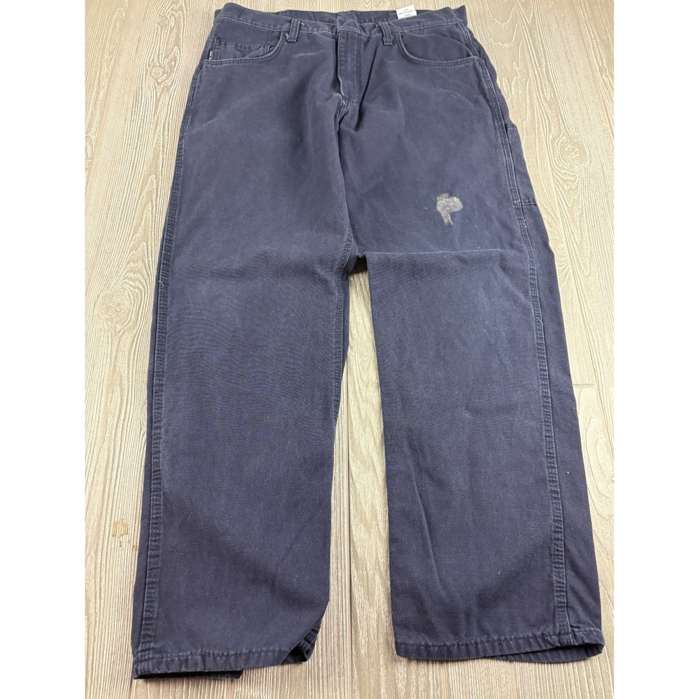 Bulwark FR Work Pant Mens 38x30 Navy Straight Leg 5 Pocket Style Flame Resistant
